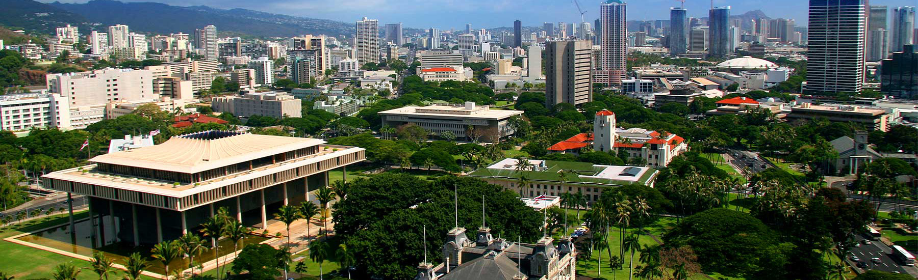 Honolulu Hawaii skyline with State Capitol